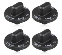 Lot de 4 boutons de commande de brûleur de cuisinière à gaz compatibles avec WP71001641 AP4088491 PS2077264, interrupteurs de dessus de cuisinière en plastique résistant aux hautes températures, noir