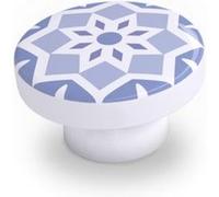Lot de 4 boutons de meuble Carreau de ciment bleu bois H.22 x l.39 x P.39 mm