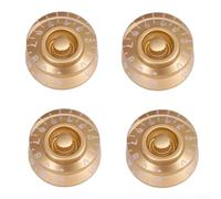 Lot de 4 boutons de réglage de guitare haut design transparent pour guitare électrique Lp contrôle du volume et du son noir blanc transparent or bleu plastique matériau durable (or)