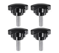 Lot de 4 boutons de serrage en forme d'étoile M8 x 25 mm, filetage mâle métrique de 39 mm, grande tête en plastique, poignée de serrage à la main, noir