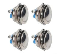 Lot de 4 boutons poussoirs en métal à récupération automatique pour systèmes de carillon de porte filaire, bouton de réinitialisation d'alimentation argenté avec matériel de montage à vis