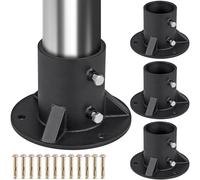 Lot de 4 brides de sol de clôture à chaîne - Base ronde très résistante de 3" - Supports de boîte aux lettres pour poteaux ronds en métal - Convient pour tubes/poteaux d'un diamètre extérieur de 2 à 7