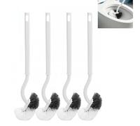 Lot de 4 Brosse Toilettes WC Toilet Brush Hygiénique Brosse de Toilette Courbée pour Nettoyage en Profondeur Long Manche avec Crochet pour Salle de Bain et Toilettes