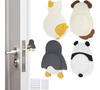 Lot de 4 butoirs de porte autocollants - En forme d'animal - Pour la protection du mur, de la porte et de la porte de réfrigérateur - 14 mm - Avec 2 pastilles adhésives en silicone - Transparent