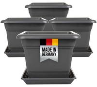 Lot de 4 cache-pots XXL de 48 cm de diamètre, couleur anthracite