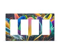Lot de 4 cache-prises en forme de plumes cachées - Plaque murale décorative en polycarbonate thermoplastique pour maison de taille 21,1 x 11,9 cm