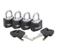 MASTER LOCK Petits Cadenas [Clés communes] [Pack Familiale de 4] 9120EURQBLKNOP - Idéal pour les Sacs à Dos, les Bagages, les Valises , les Casiers et plus