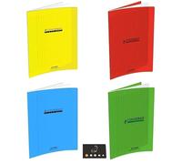 Lot De 4 Cahiers 24 x 32-48 Pages - Couverture Polypro - Grands Carreaux + 1 Index Adhésif Blumie