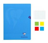 Clairefontaine 293361AMZ Lot de 4 Cahiers Agrafés Mimesys - 24x32 cm - 96 Pages Grands Carreaux - Papier Blanc 90 g - Couvertures Polypro Couleurs Assorties (Bleu, Rouge, Jaune et Vert)