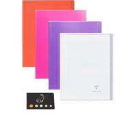 Lot de 4 Cahiers Koverbook 2 en 1 24 x 32 cm 48 Pages Grands Carreaux Seyes avec Couverture Polypro Transparente + 1 Index Adhésif Blumie