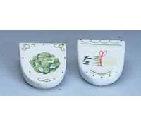 Lot de 4 cale assiettes en porcelaine décor vert Asperges & Artichaud