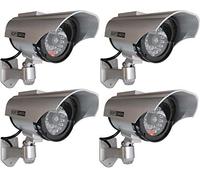 Lot de 4 caméras factice de Surveillance à énergie Solaire avec Objectif et Surveillance vidéo Clignotante