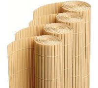 Lot de 4 canisses Brise vue en PVC tube Plat,Clôture protection pour jardin terasse balcon coloris naturel Bambou - Hauteur 80 x Longueur 500 cm 1700g/m2