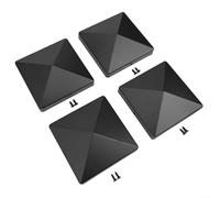 Lot de 4 capuchons de poteau de clôture en plastique de 10,2 x 10,2 cm avec motif pyramide élégant, pré-percé pour une installation facile