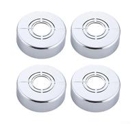 Lot de 4 capuchons décoratifs pour pommeau de douche - Avec trou de valve - Réglable - En ABS résistant à la rouille - Pour bride de tuyau de salle de bain - Blanc, noir, argent (argent)