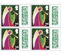 Lot de 4 carnets de timbres de Noël 2025 2e classe | QR code barres auto-adhésifs | Timbres d'affranchissement pour courrier standard | Saison des fêtes