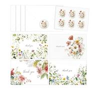 Lot de 4 cartes de remerciement de mariage, avec motif floral aquarelle et message de bénédiction, ensemble de cartes de vœux élégantes, faites à la main, pour fête prénuptiale, anniversaire, remise