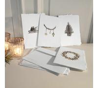 Lot de 4 cartes pour cadeaux Aelindor blanc H/L env. 18.5/13.5 cm