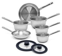 Lot de 4 casseroles 16/18/20/22 cm et 2 poêles en inox 20/24 cm avec couvercles Fackelmann Rhona