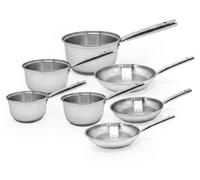 Lot de 4 casseroles 16/18/20/22 cm et 3 poêles 20/24/28 cm en inox Fackelmann Rhona