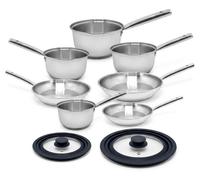 Lot de 4 casseroles 16/18/20/22 cm et 3 poêles en inox 20/24/28 cm avec couvercles Fackelmann Rhona
