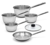 Lot de 4 casseroles 16/18/20/22 cm et poêle en inox 24 cm avec couvercle Fackelmann Rhona