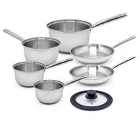 Lot de 4 casseroles 16/18/20/22 cm et poêles en inox 24/28 cm avec couvercle Fackelmann Rhona