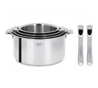Lot de 4 casseroles Cristel Casteline + 2 poignées amovibles inox Casteline