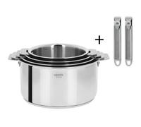 Lot de 4 casseroles Cristel Casteline + 2 poignées amovibles Zénith