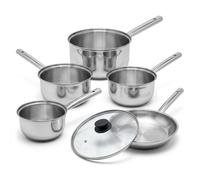 Lot de 4 casseroles en inox 16/18/20/22 cm et poêle avec couvercle 28 cm Fackelmann Rhona