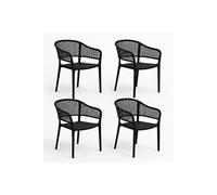 Lot de 4 chaise allure H. 79 cm empilable non pliable en resine exterieur noir