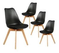 Lot de 4 chaise en bois massif non empilable non pliable H. 83 cm interieur noir