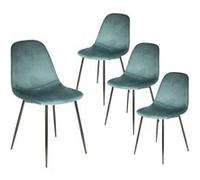 AltoBuy Alessia - Lot de 4 Chaises Velours Côtelé Bleu Canard