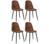CLP Lot de 4 chaises Napier Similicuir assise matelassée pieds en métal charge max. 150 kg Marron