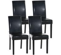 CLP Chaises de salle à manger Ina – Lot de 4 – Similicuir, assise rembourrée, pieds bois Noir