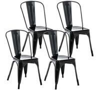 Lot de 4 chaise clp interieur empilable non pliable en metal H. 89 cm noir