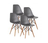 Lot de 4 Chaise coloris gris avec pieds couleur bois - Longueur 47 x Hauteur 80 x Profondeur 43 cm