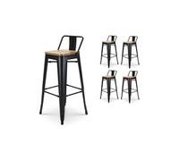 Lot de 4 chaise de bar H. 100 cm non empilable non pliable interieur en bois noir