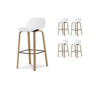 Lot de 4 chaise de bar kosmi en bois non pliable interieur H. 66 cm blanc