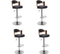 Menzzo Chaises de bar Ruben - Lot de 4 - Bois noisette & simili noir, design contemporain