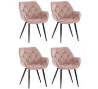 Lot de 4 chaise de bureau clp en metal non pliable interieur H. 83 cm rose Rose G