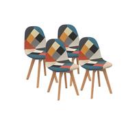 IDMARKET Lot de 4 chaises de salle à manger SARA scandinaves motifs patchworks multi-couleurs