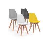 Lot de 4 chaise de bureau en bois non empilable non pliable H. 79.5 cm interieur gris