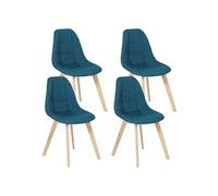 IDMarket - Lot de 4 chaises scandinaves Gaby Bleues en Tissu | Pour salle à manger