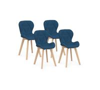 Lot de 4 chaise de bureau H. 79 cm non empilable non pliable interieur en bois bleu