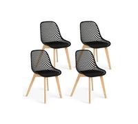 Lot de 4 chaise de bureau H. 86 cm non pliable interieur en bois noir