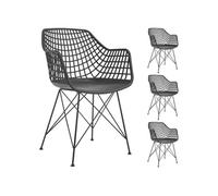 Lot de 4 chaise de bureau H. 87 cm non empilable non pliable interieur en plastique noir