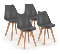 Lot de 4 chaise de bureau id market en bois non empilable non pliable H. 80 cm interieur gris Noir G