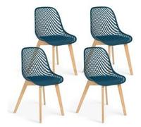 IDMARKET Lot de 4 chaises de salle à manger MANDY scandinaves bleu