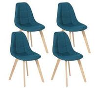 Lot de 4 chaise de bureau id market en bois non empilable non pliable H. 88.5 cm interieur bleu bleu G